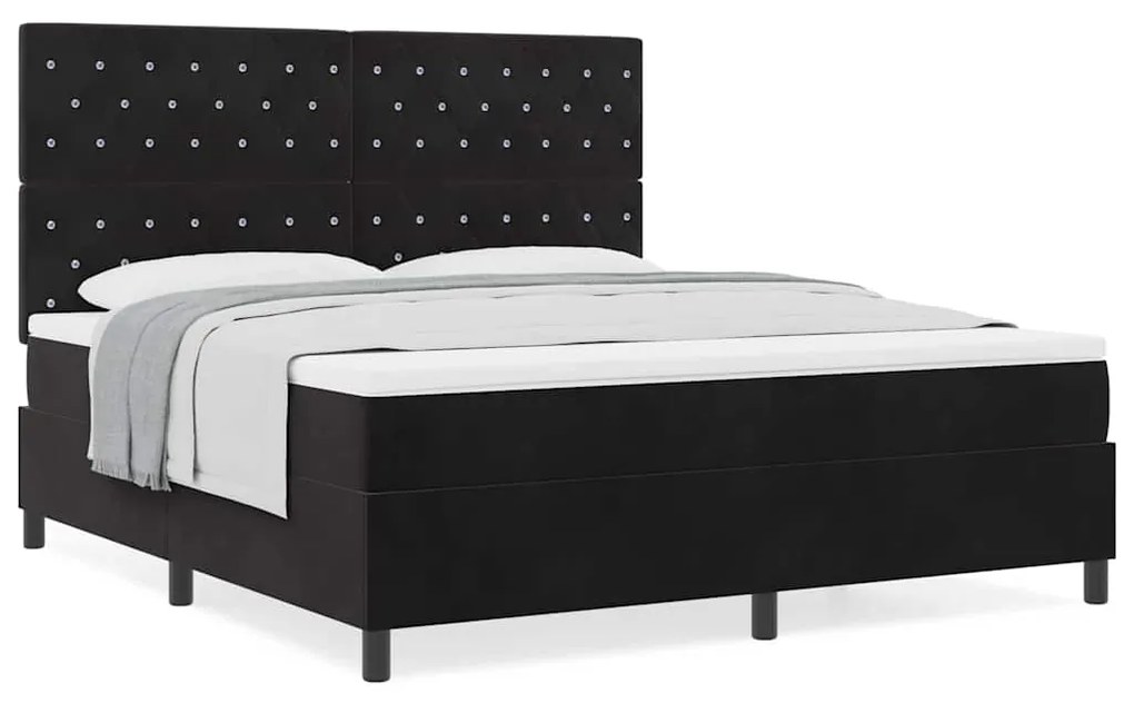 Cama Box com Colchão vidaXL Preto Super King Veludo