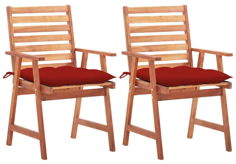 vidaXL Cadeiras de jantar p/ jardim 2 pcs c/ almofadões acácia maciça