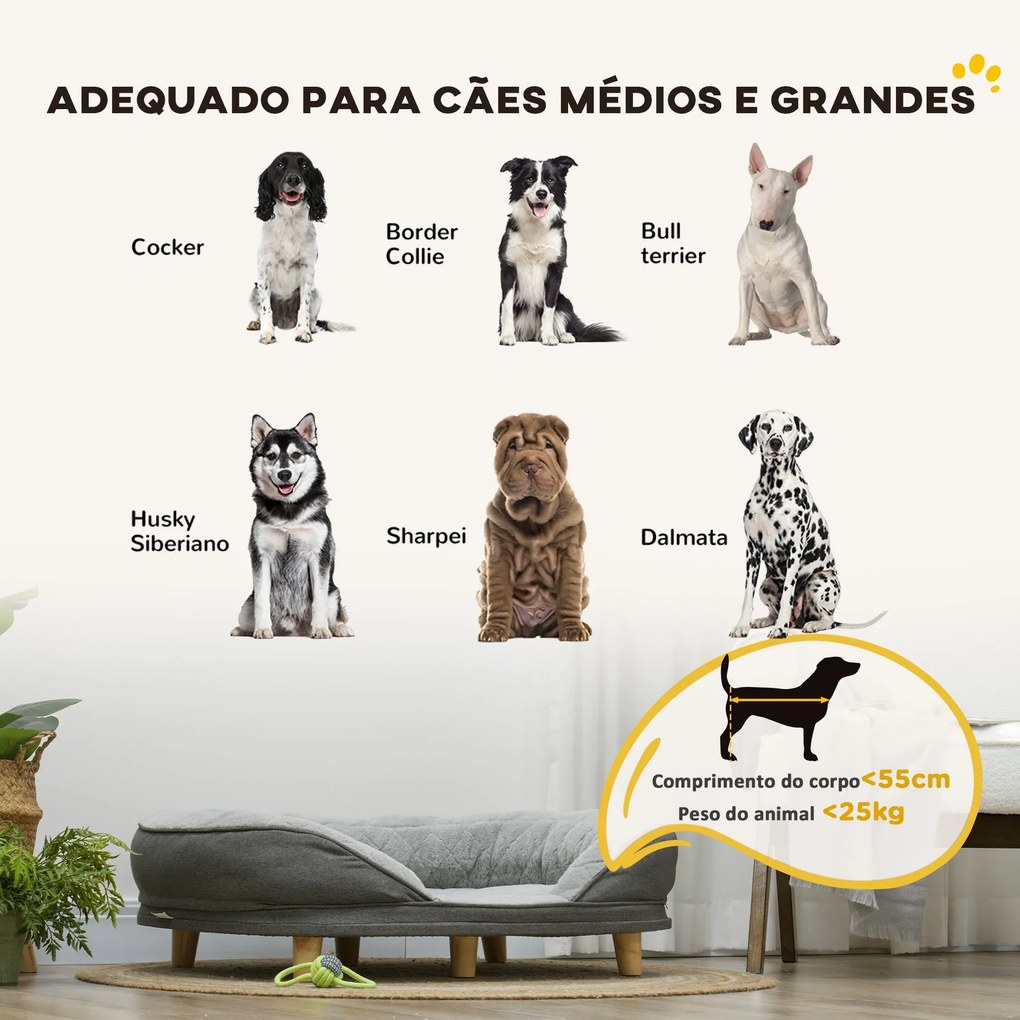 PawHut Sofá para Cães Médios e Grandes Sofá para Animais de Estimação