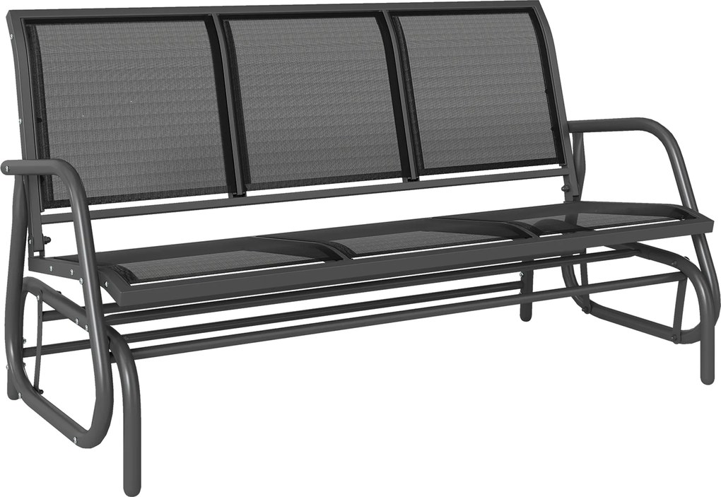 Outsunny Banco de Balanço para Jardim de 3 Lugares Banco de Baloiço com Apoios de Braços Capacidade 300 kg 151x75x85 cm Preto | Aosom Portugal