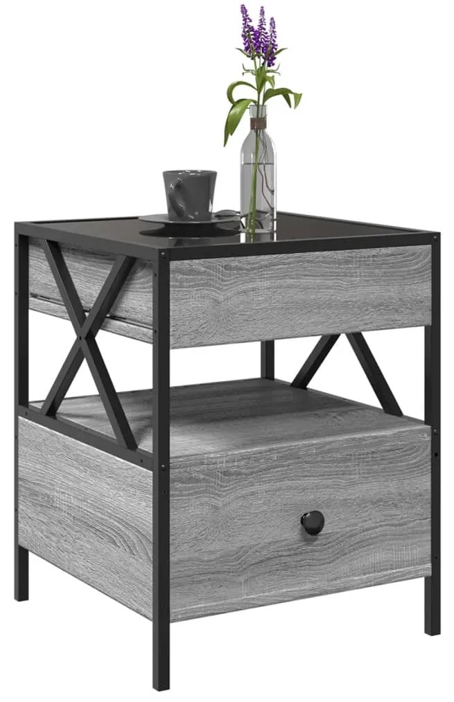 Mesa de centro luzes LED Infinity 40x40x51 cm cinzento sonoma