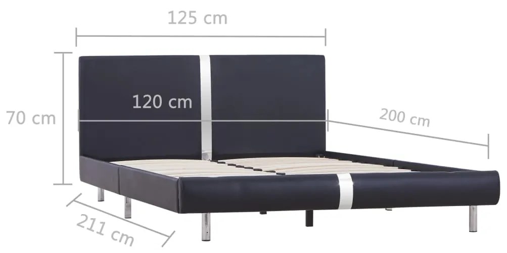 Estrutura de cama 120x200 cm couro artificial preto