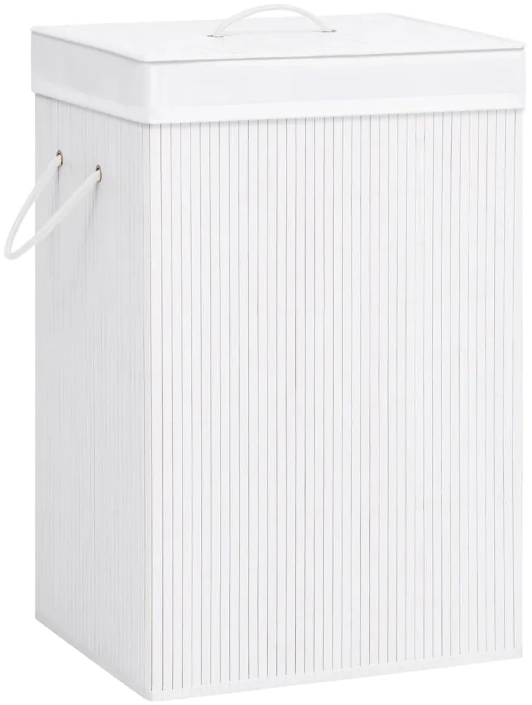 Cesto para roupa suja c/ secção única bambu branco