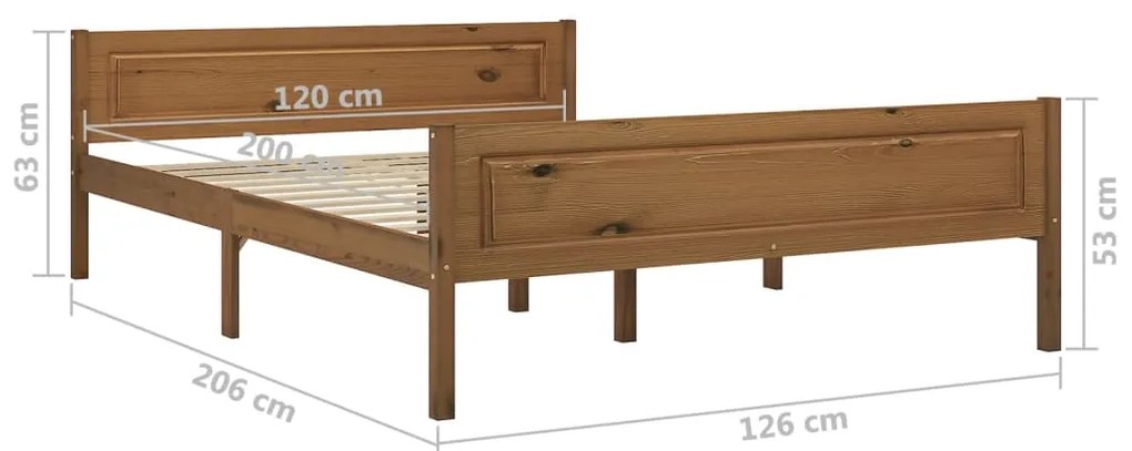 Estrutura de cama 120x200 cm pinho maciço castanho mel