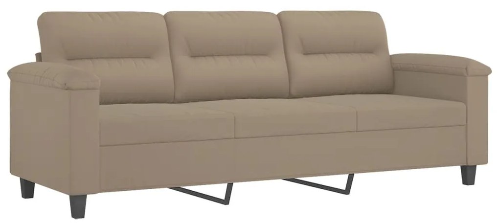 3 pcs conjunto sofás c/ almofadas microfibra cinza-acastanhado