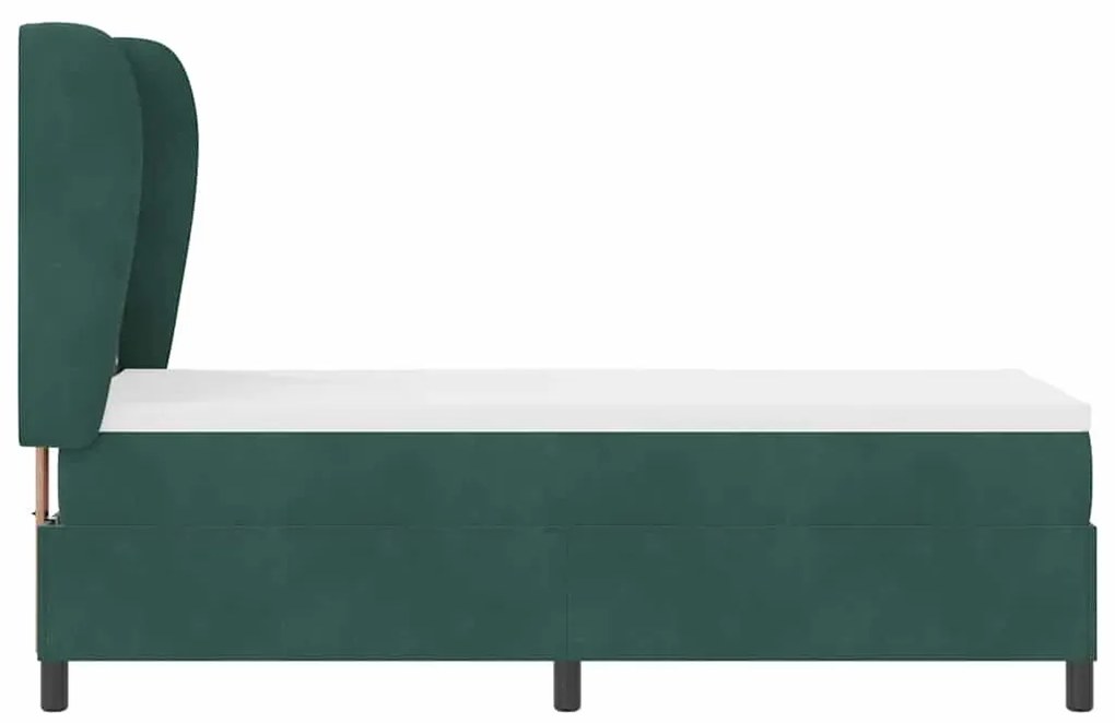 Cama Box com Colchão Verde Escuro 80 x 200 cm em Veludo