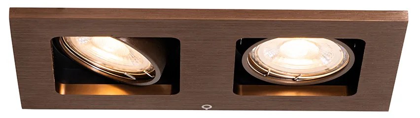 Conjunto de 6 focos embutidos bronze escuro retangulares 2-luzes ajustáveis - Qure