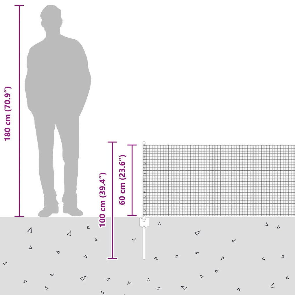 Cerca de Arame Soldado com 5 Postes em U Prateada 0.6x10 m Aço