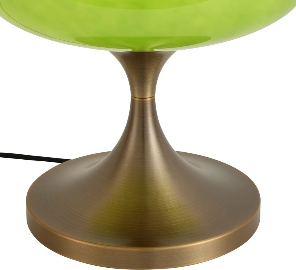 Candeeiro de Mesa Retro Bronze Escuro com Abajur de Vidro Verde 31cm - Glaze