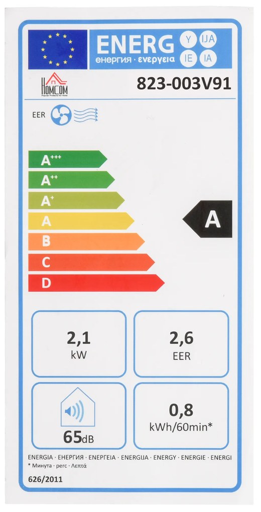 HOMCOM Ar Condicionado Portátil 7000BTU 3 em 1 Refrigerador Desumidificador e Ventoinha com Temporizador LED e Controlo Remoto Silencioso 30,5x32,8x67,8 cm Branco