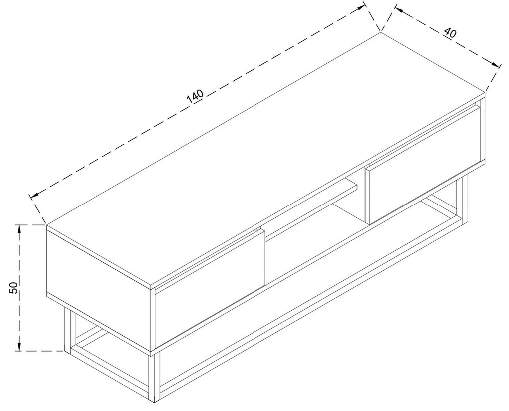 Móvel TV Laxus – Nogueira e Preto – 140 cm x 50 cm x 40 cm