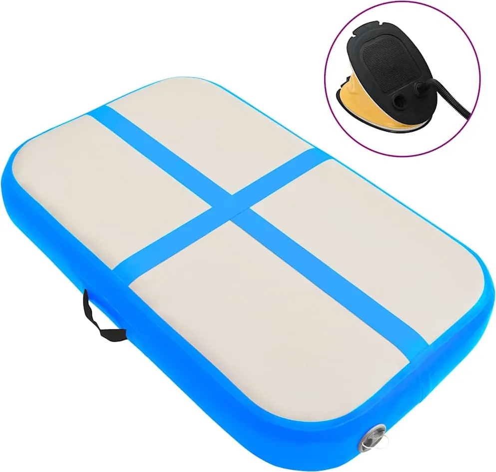 vidaXL Colchão de ginástica insuflável c/ bomba 60x100x10 cm PVC azul