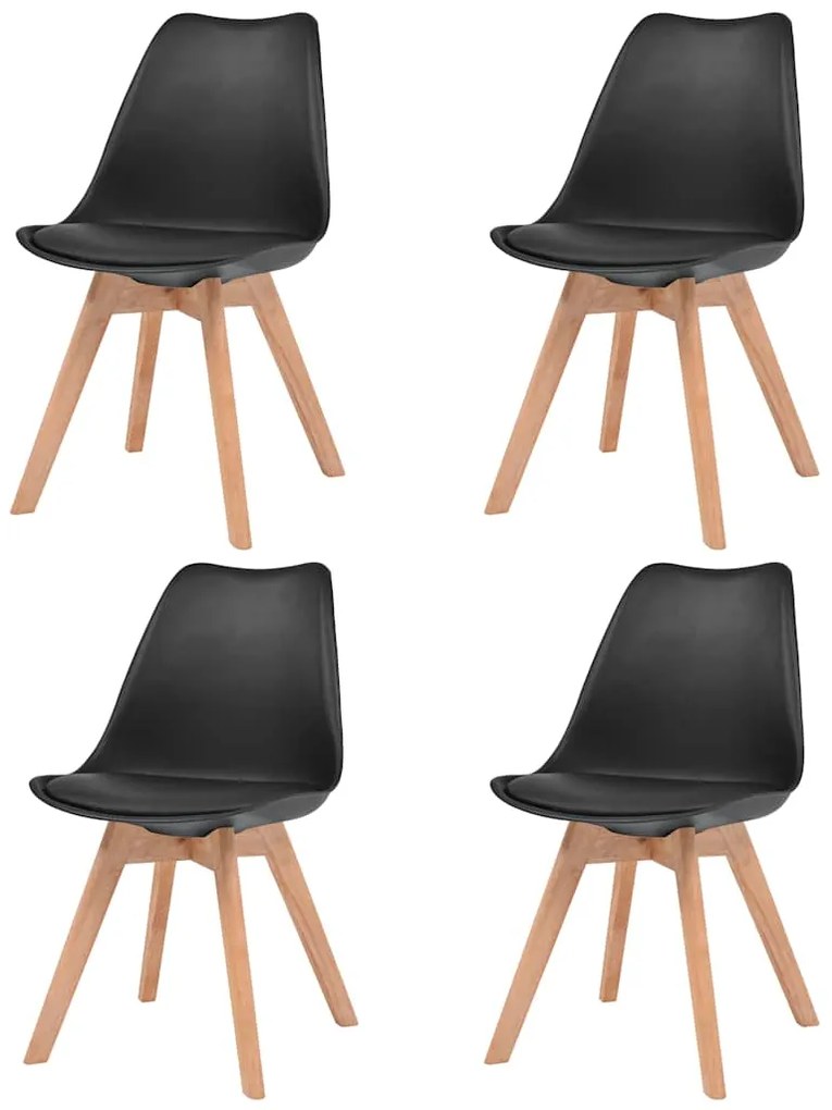 Cadeiras de jantar 4 pcs plástico preto