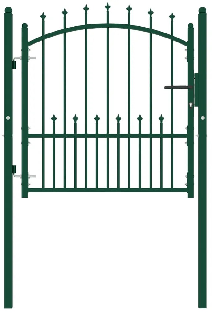 vidaXL Portão para cerca com espetos 100x100 cm aço verde