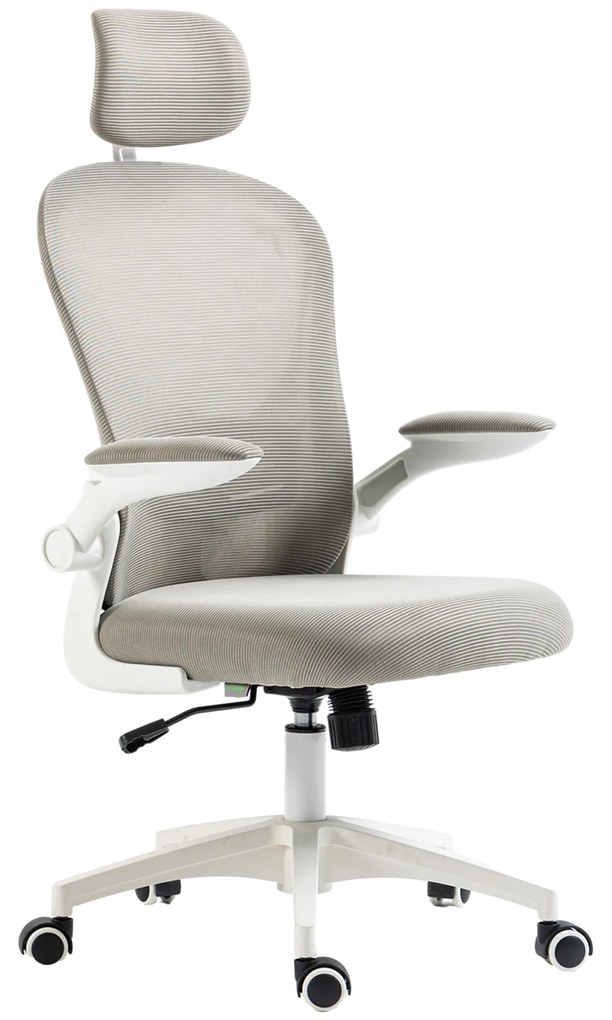 Vinsetto Cadeira Escritório Basculante com Encosto Alto Apoio para a Cabeça Ajustável e Suporte Lombar 62x64x112-120 cm Cinza | Aosom Portugal