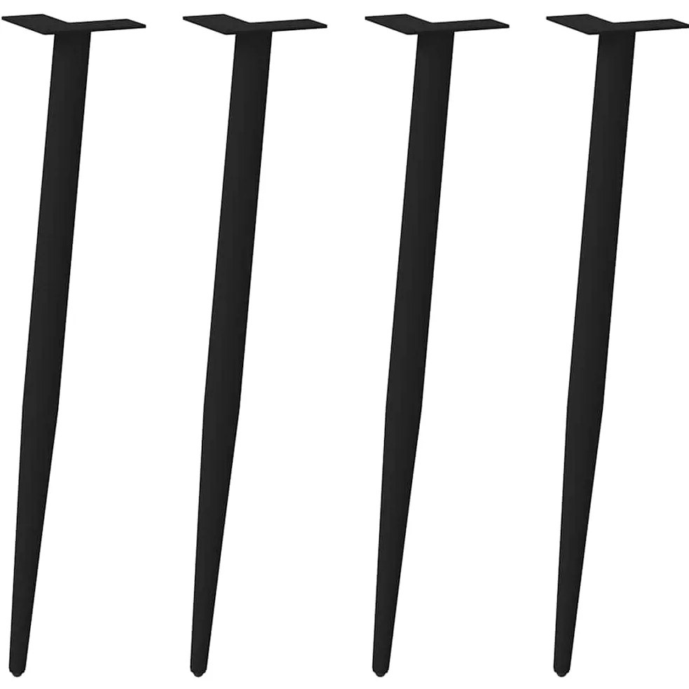 Pés de mesa de console cônicos, 4 peças, preto, 72-73 cm, aço
