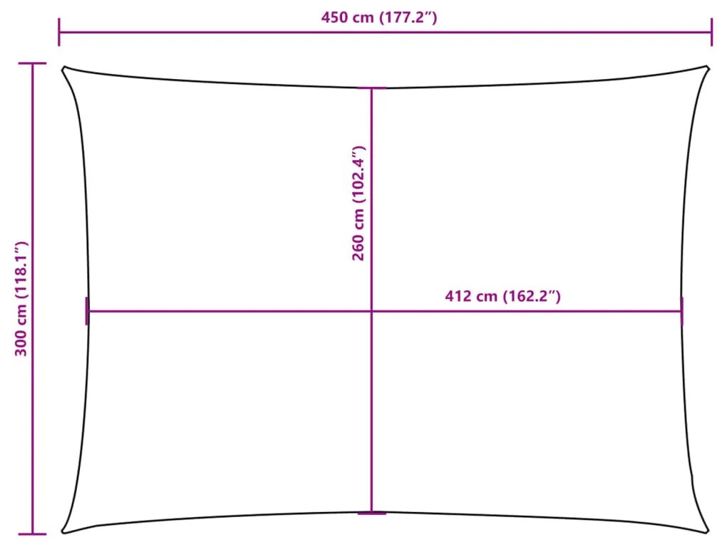 Para-sol estilo vela tecido oxford retangular 3x4,5 m laranja