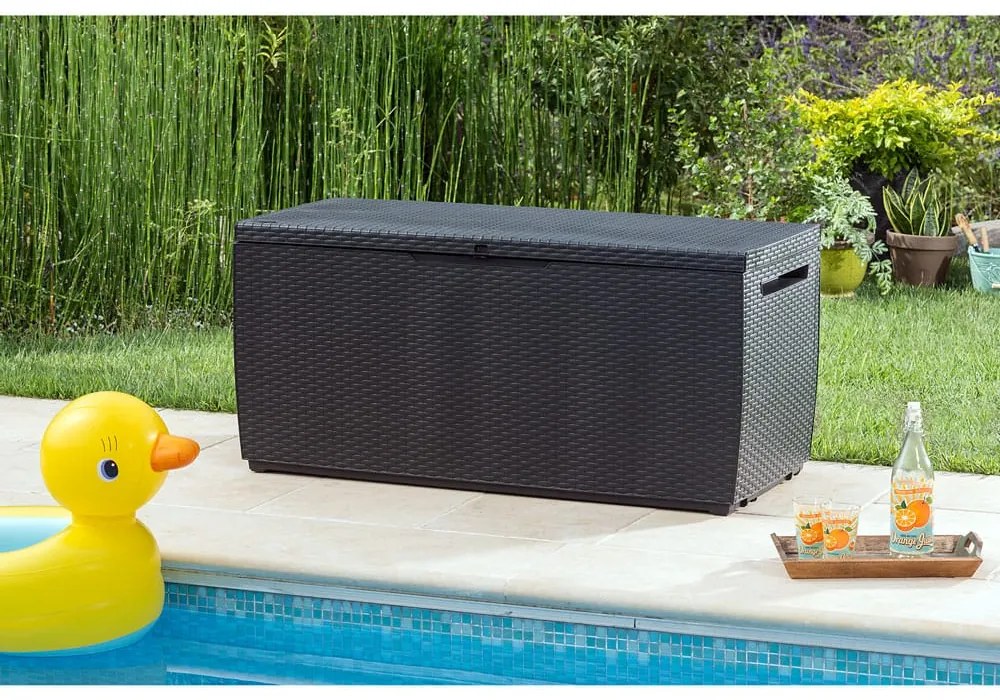 Caixa de arrumação para jardim Capri de 310L com rodas 123 x 53 x 58 cm Antracite