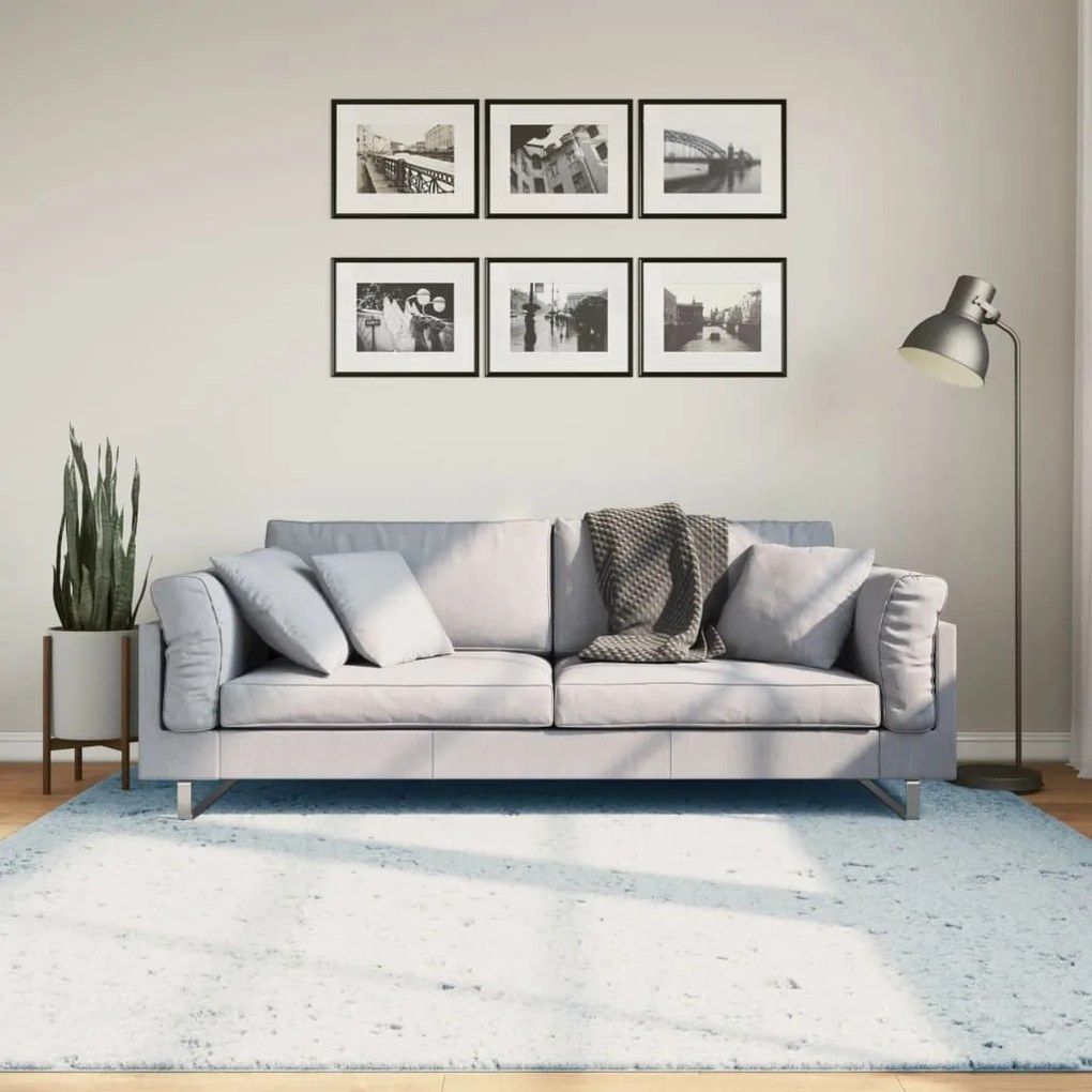 vidaXL Tapete pelo curto macio e lavável HUARTE 200x200 cm azul