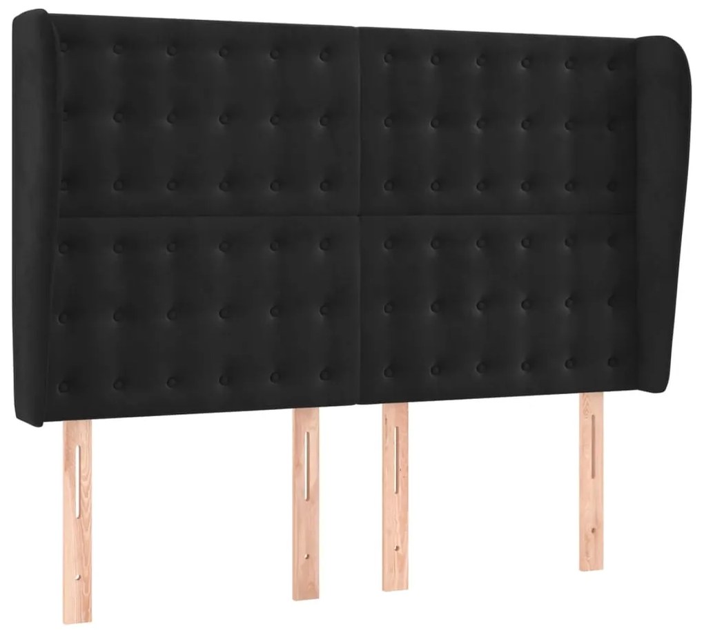 Cama box spring c/ colchão/LED 140x200 cm veludo preto