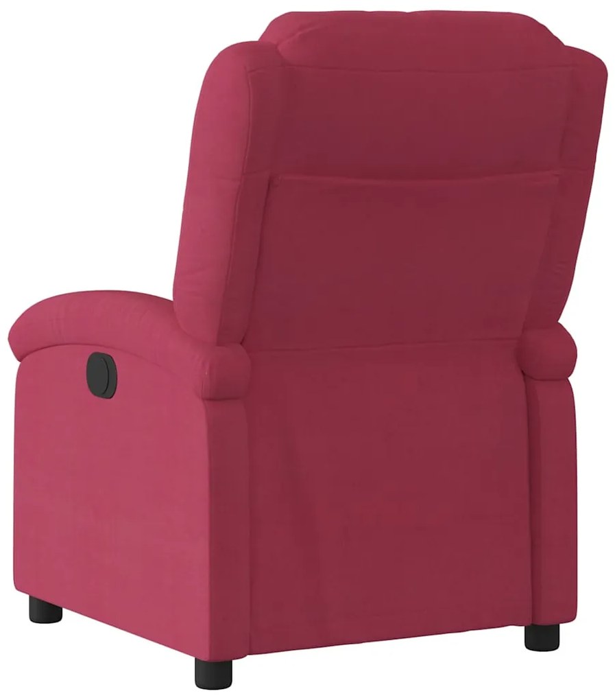 Poltrona elétrica reclinável veludo vermelho tinto