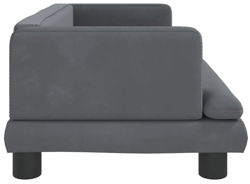 Sofá infantil 80x45x30 cm veludo cinzento-escuro