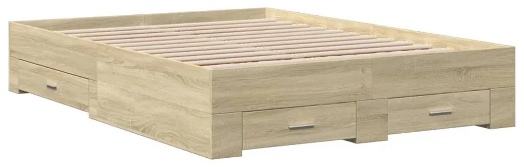 Estrutura de cama c/ gavetas derivados madeira carvalho sonoma