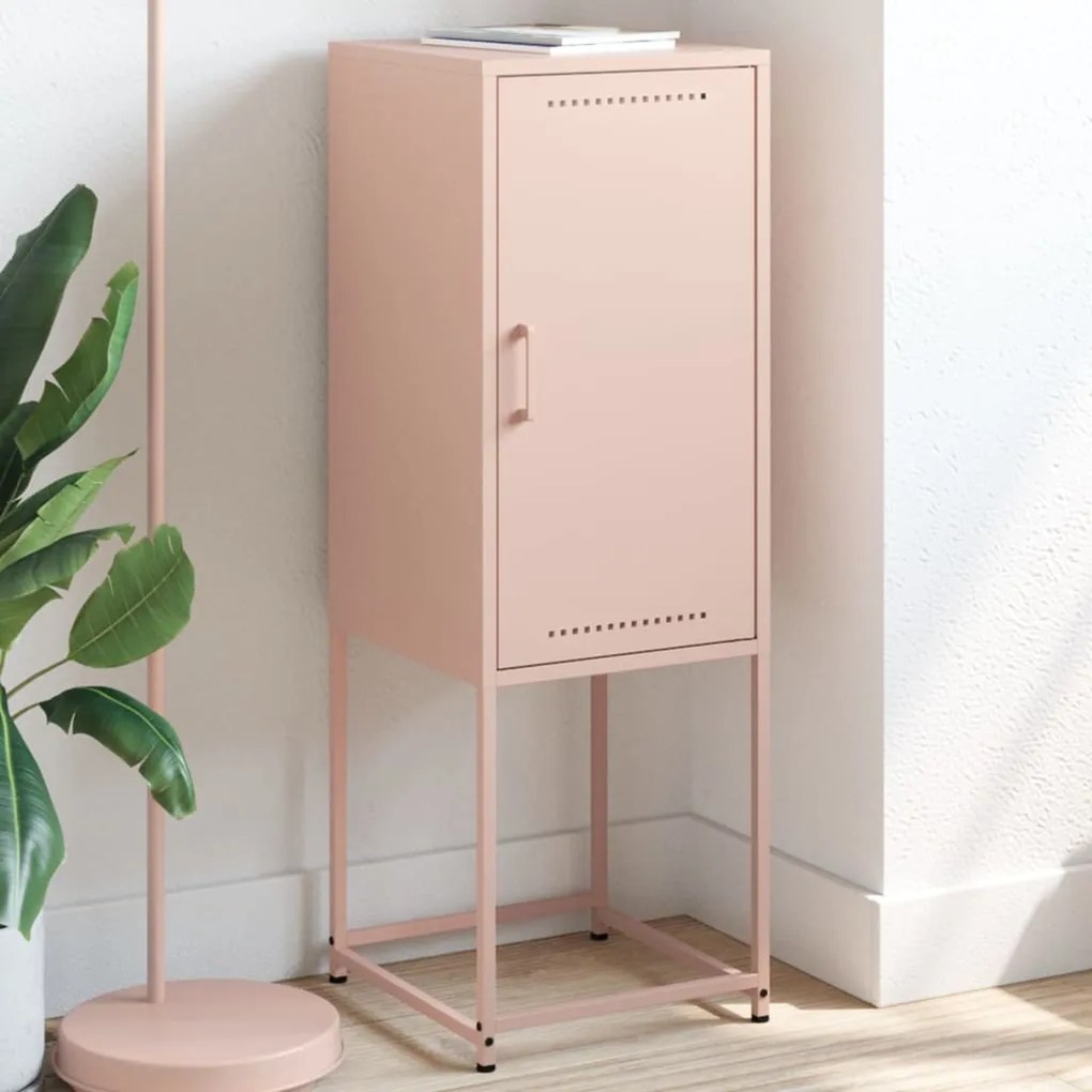 vidaXL Aparador alto 36x39x107 cm aço rosa
