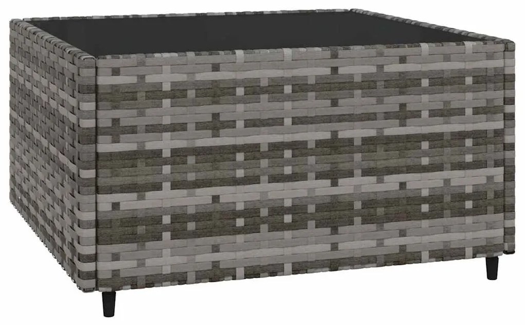 4 pcs conjunto lounge de jardim c/ almofadões vime PE cinzento