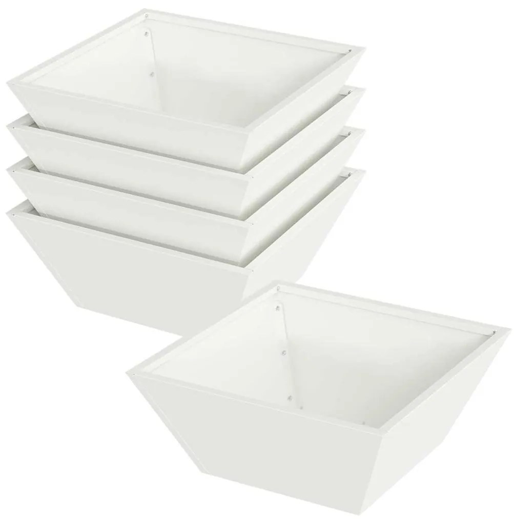 Vasos de Jardim - 5 Peças Brancas (40x40x15 cm) em Plástico