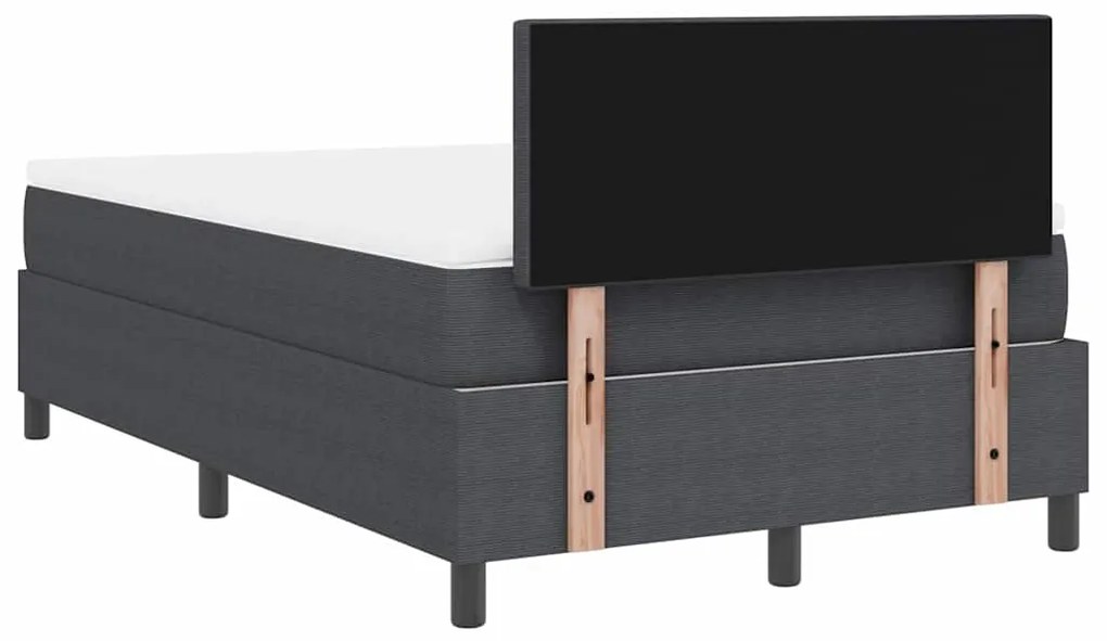 Cama Box Spring com Colchão Cinza Escuro 120x200 cm Tecido de Corduroy