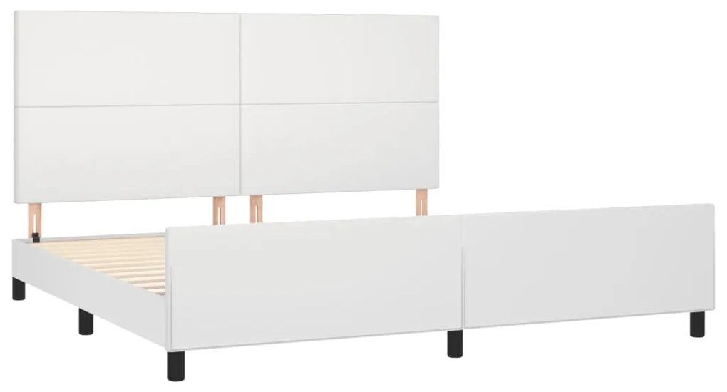 Estrutura cama c/ cabeceira couro artificial 200x200 cm branco