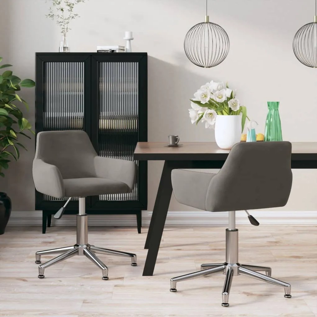 vidaXL Cadeiras de jantar giratórias 2 pcs veludo cinzento-escuro