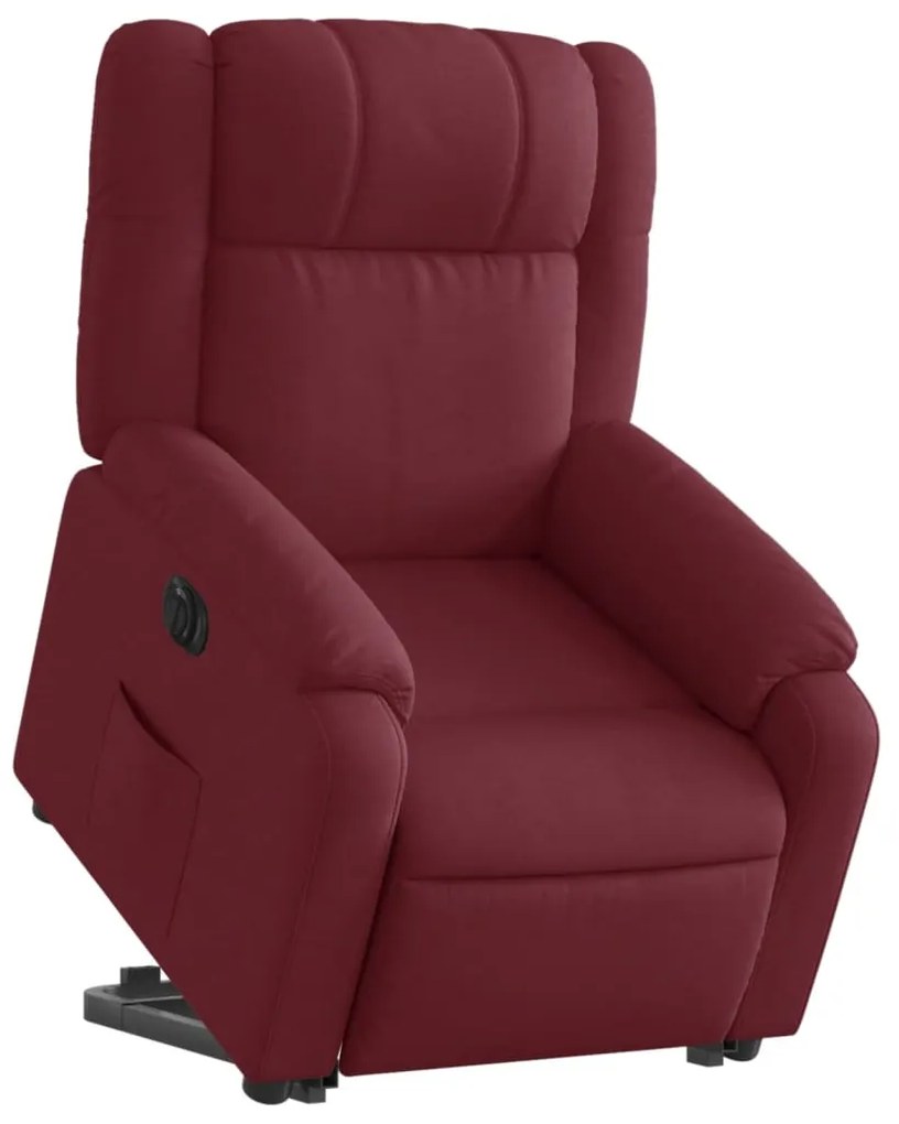 Poltrona reclinável elevatória elétrica tecido vermelho-tinto