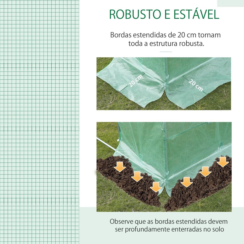 Cobertura de Estufa com 6 Janelas e Porta para Jardim Anti-UV e Anti-envelhecimento PE 300x200x200 cm Verde