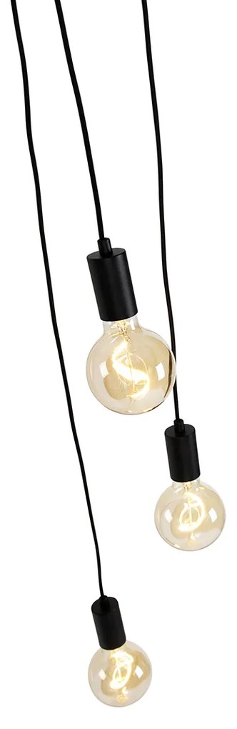 Candeeiro suspenso industrial preto 3 luzes - Facil Design,Moderno