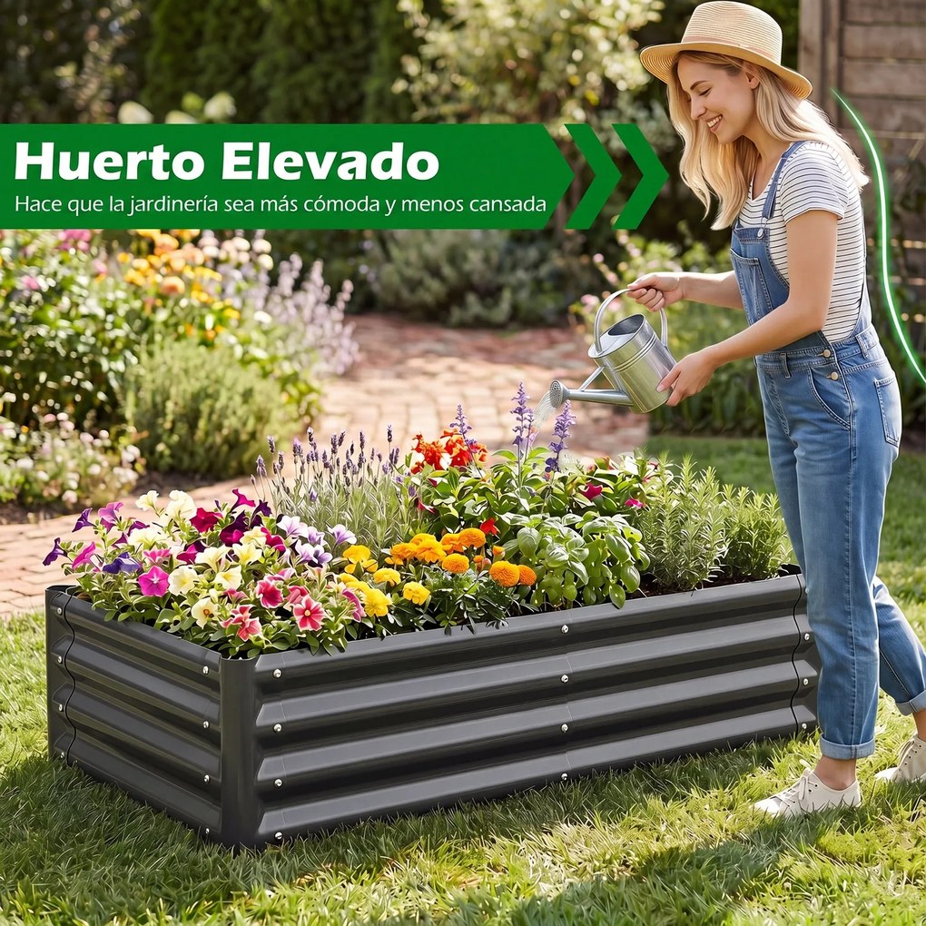 Cama de Jardim Elevada, 123 x 64 x 29 cm, Base Aberta, Cinzento-escuro