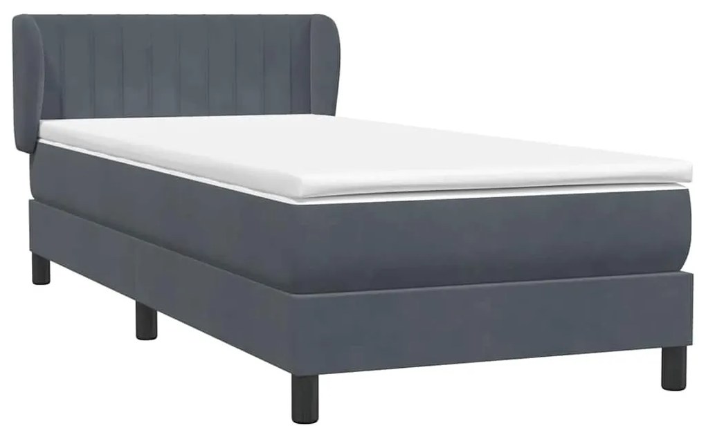Cama com molas/colchão cinza-escuro 80x210 cm veludo