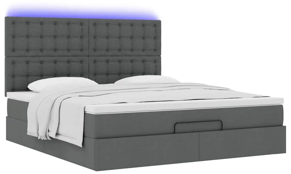 Estrutura de cama otomana com colchão 180x200cm cinzento escuro