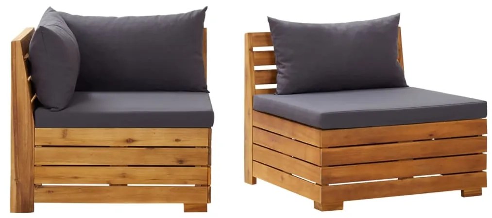 vidaXL 2 pcs conjunto lounge de jardim c/ almofadões acácia maciça
