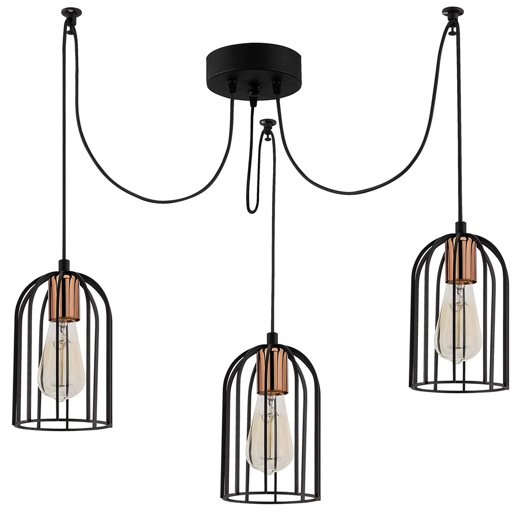 Candeeiro Chandelier Pamukkale – Preto e Bronze – 104 x 14 cm