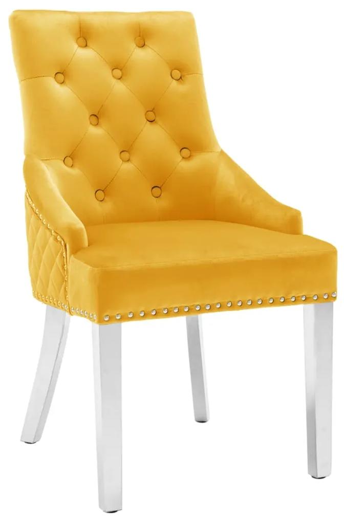 Cadeira de jantar veludo amarelo