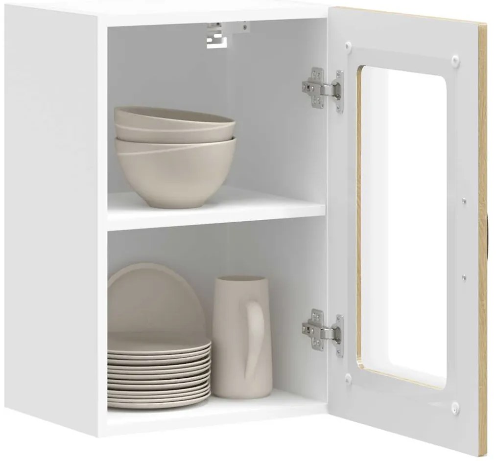 Armário de parede de cozinha porta vidro Kalmar carvalho sonoma