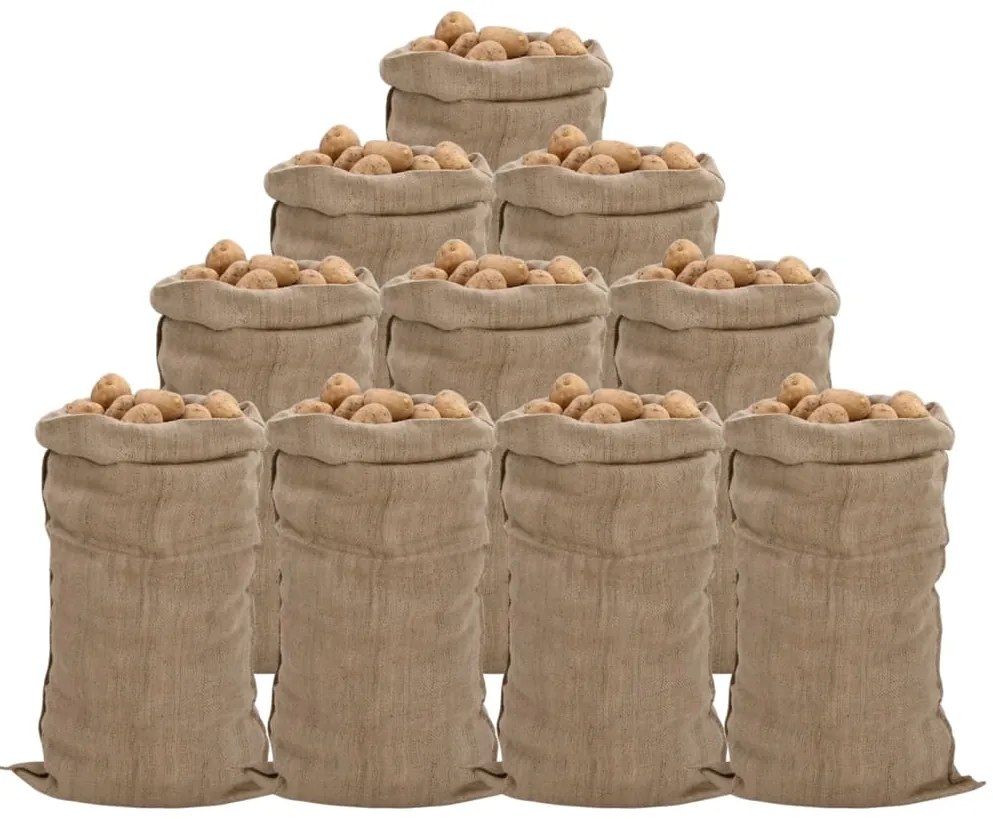 vidaXL Sacos de juta 10 unidades 65x135 cm 100% juta 340 g/m²