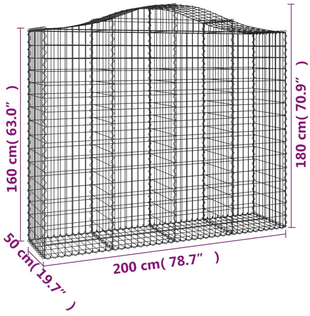 Cestos gabião arqueados 4pcs 200x50x160/180cm ferro galvanizado