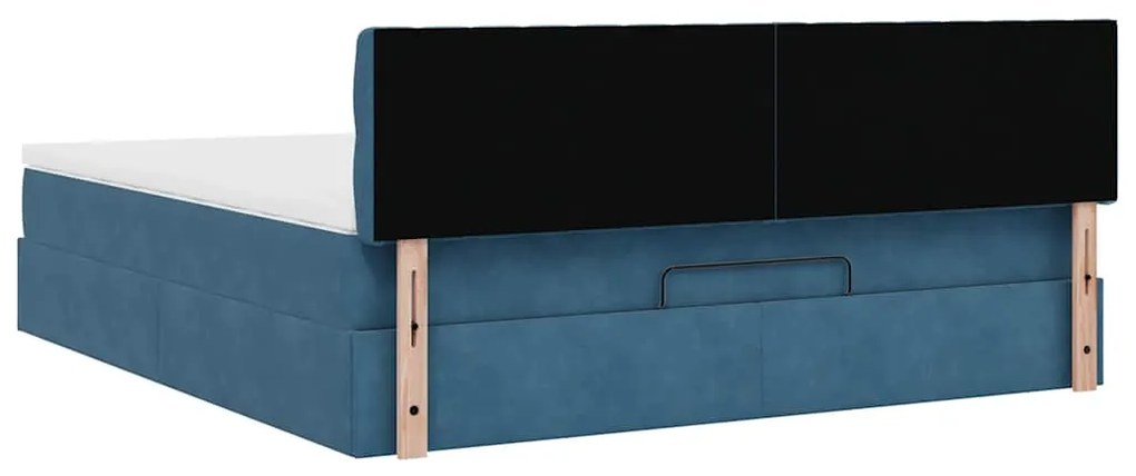 Estrutura de cama otomana com colchão 160x200 cm azul escuro