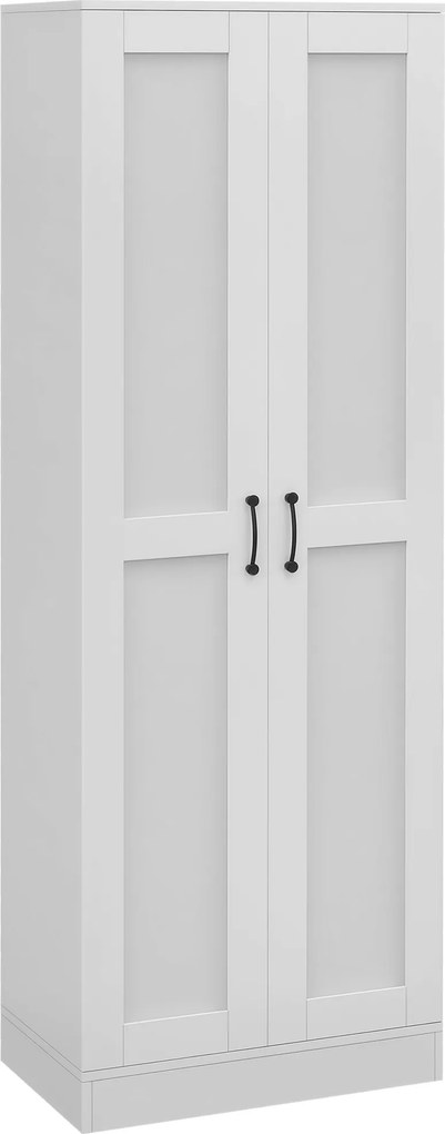 Armário arrumação 60 x 36,5 x 175 cm de 2 portas com 4 prateleiras, estilo contemporâneo, branco