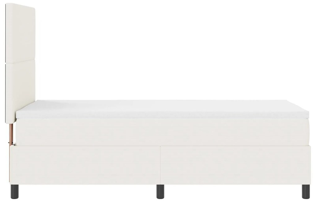 Cama Box Spring com Colchão Creme 80x200 cm Tecido de Veludo Cotelê