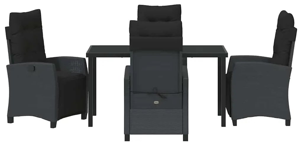 Conjunto de Jantar de Jardim 5 Peças Preto em Ratan Sintético