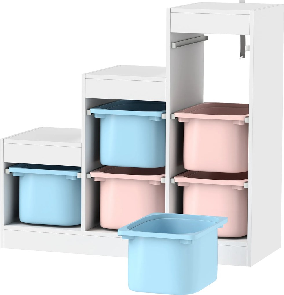 Móvel de Arrumação para Brinquedos, 96 x 38,5 x 90 cm, 6 Caixas Amovíveis, multicolorido